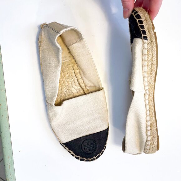 Tory Burch Cap Toe Canvas Espadrille Flats, Size 5.5 - Picture 3 of 9